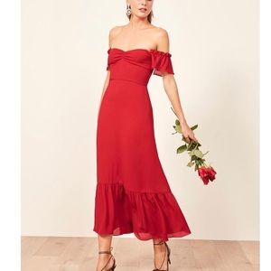 Reformation Red Butterfly Dress